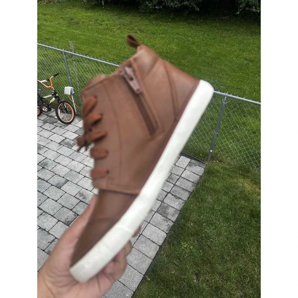 Wonder Nation Kids Size 4 Brown High Top Sneakers Lace Up Side Zip